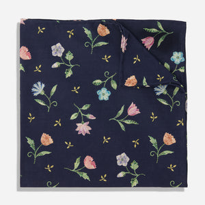 Royal Threads Floral Navy Pocket Square