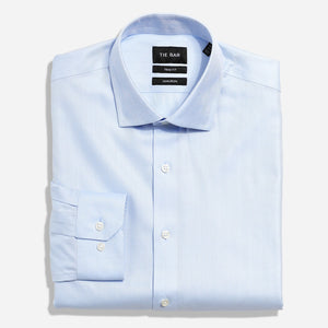 Herringbone Solid Light Blue Non-Iron Dress Shirt featured image