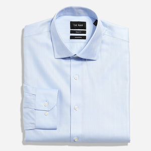 Herringbone Solid Light Blue Non-Iron Dress Shirt