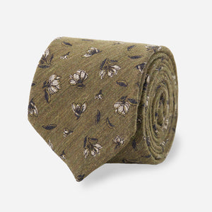 Grazioso Floral Olive Tie