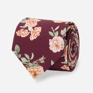 Scented Floral Burgundy Tie