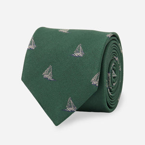 Sailboats at Sea Olive Tie featured image