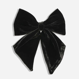 Laura Ashley x Tie Bar Velvet Black Relaxed Bow Tie