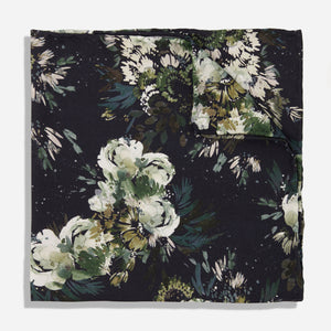 Kelly Ventura x Tie Bar Enchanted Meadow Floral Black Pocket Square