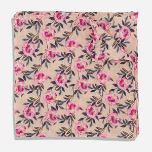 Peony Florals Blush Pink Pocket Square