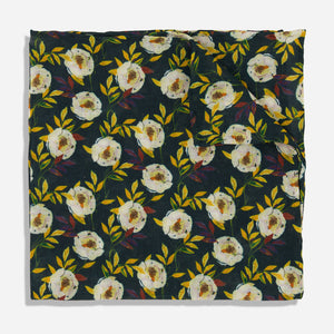 Peony Florals Navy Pocket Square