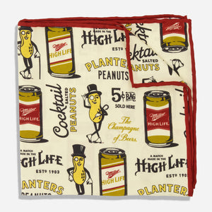 Miller High Life x Planters x Tie Bar Retro Cream Pocket Square