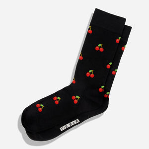Cherry Fruit Black Dress Socks