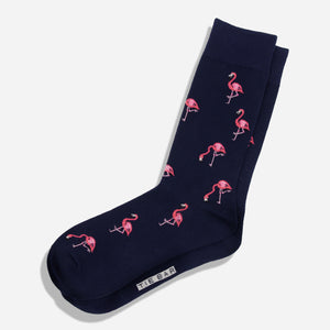 Flamingo Flock Navy Dress Socks