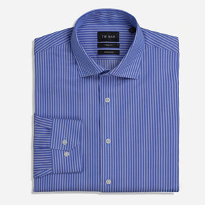 Textured Double Stripe Navy Non-Iron Dress Shirt