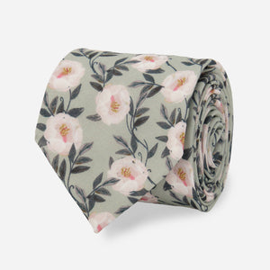 Peony Florals Grey Tie