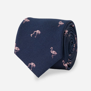 Flamingo Flock Navy Tie