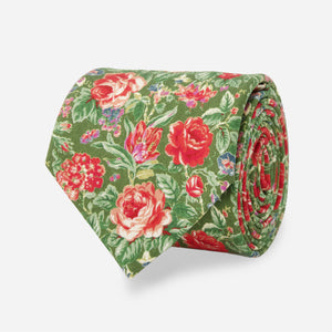 Laura Ashley x Tie Bar Wild Roses Green Tie