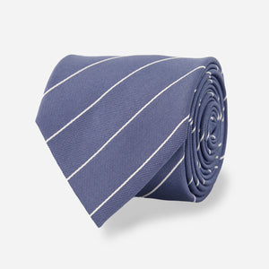 Pencil Pinstripe Slate Blue Tie