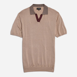 Colorblock Sweater Camel Polo | Cotton Polos | Tie Bar