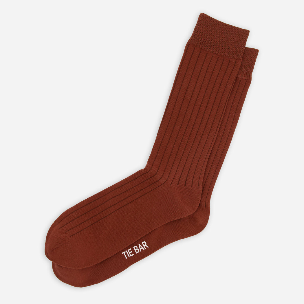 Wide Ribbed Copper Dress Socks | Cotton Socks | Tie Bar