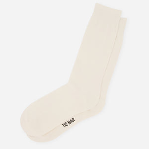 Solid Pique White Dress Socks