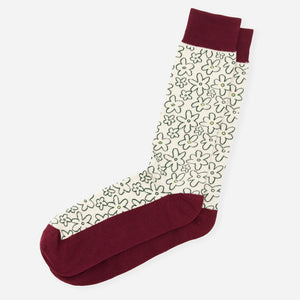 Doodle Floral Burgundy Dress Socks featured image