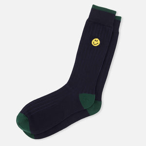 Doodle Smiley Navy And Hunter Green Dress Socks featured image