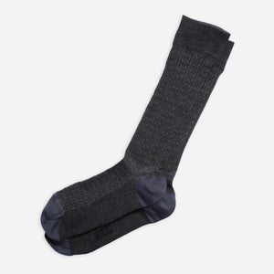 Merino Wool Cable Knit Charcoal Dress Socks