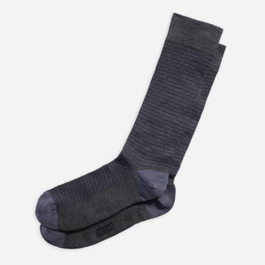 Merino Wool Stripe Charcoal Dress Socks featured image
