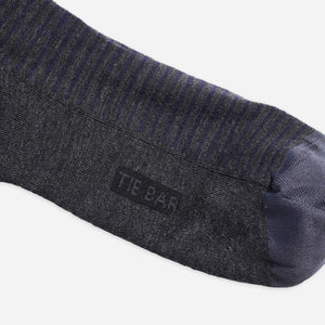 Merino Wool Stripe Charcoal Dress Socks alternated image 1