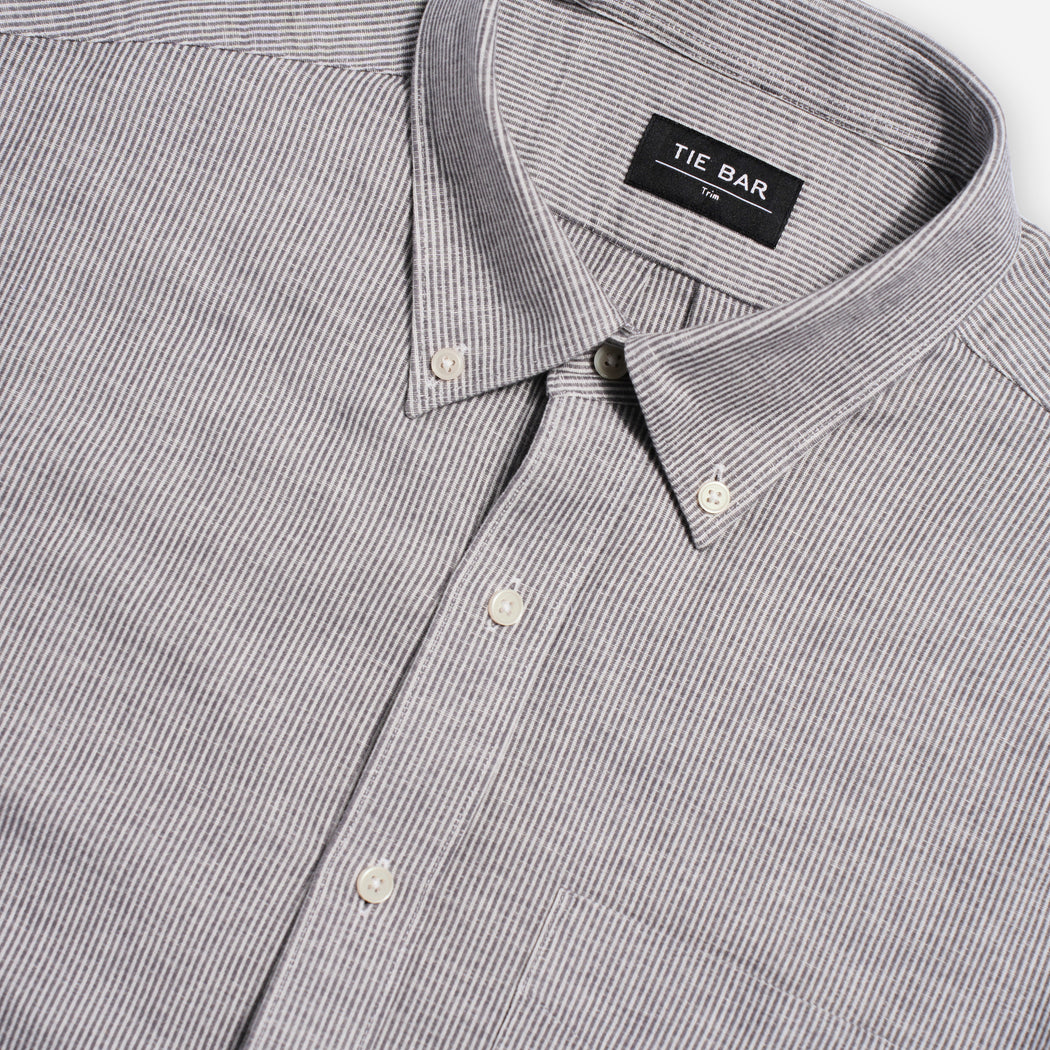 Textured Mini Stripe Charcoal Casual Shirt | Cotton Shirts | Tie Bar