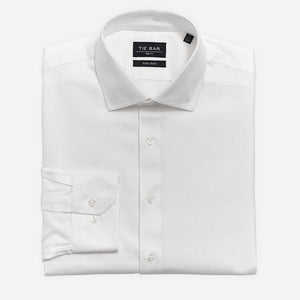 Herringbone White Convertible Cuff Non-Iron Dress Shirt featured image