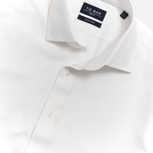 Herringbone White Convertible Cuff Non-Iron Dress Shirt alternated image 2