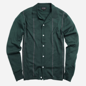 Merino Wool Striped Hunter Green Sweater Polo