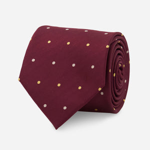 Suited Polka Dots Burgundy Tie