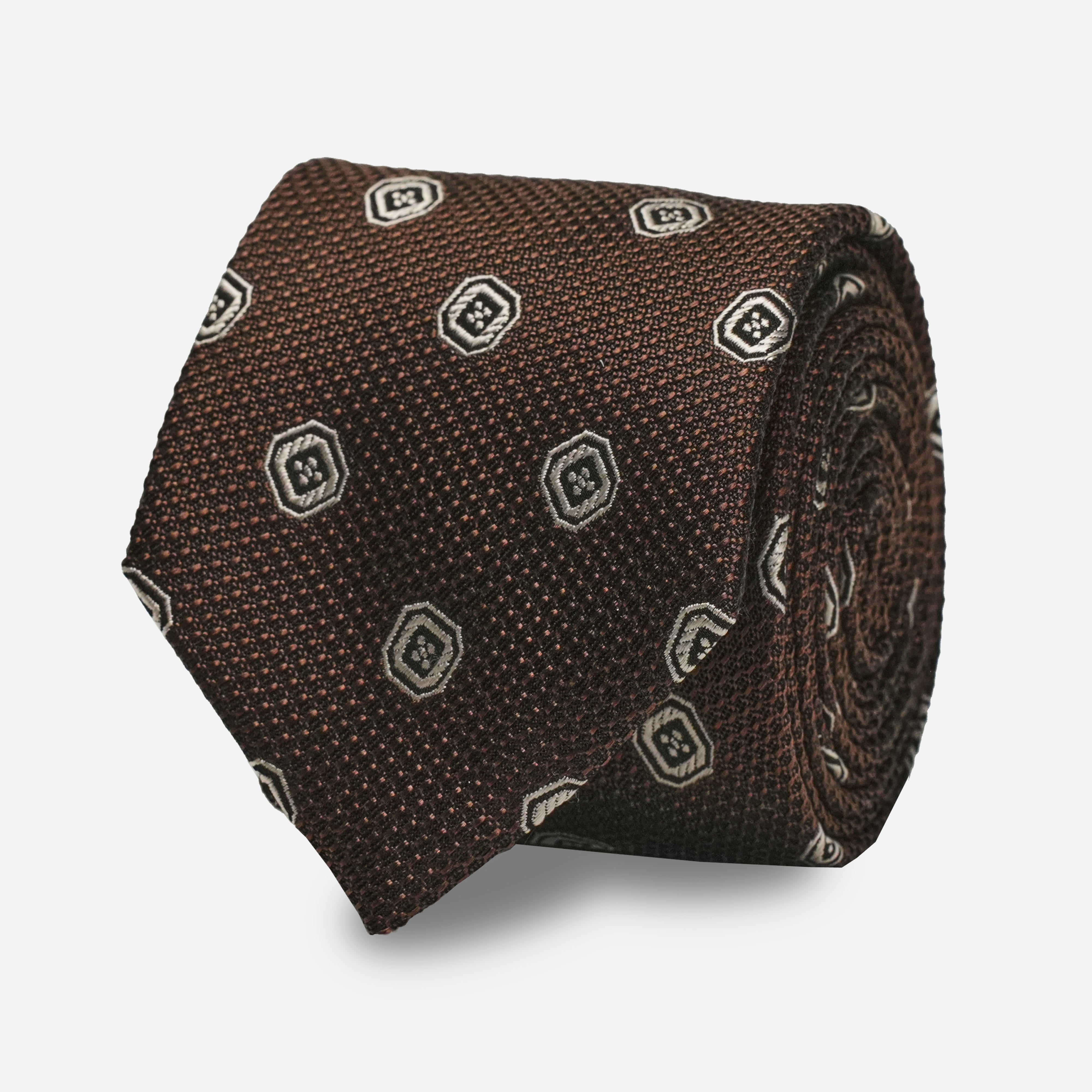 Geo Scales Chocolate Brown Tie | Silk Ties | Tie Bar