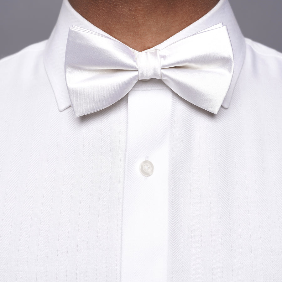 Solid Satin White Bow Tie | Silk Bow Ties | Tie Bar