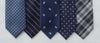 Tie Bar blue ties collection with different size and shape