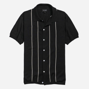 Full Placket Vertical Stripe Black Polo featured image
