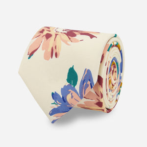 Warren Alfie Baker x Tie Bar Painted Floral Cream Tie