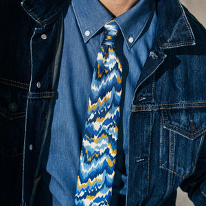 Warren Alfie Baker x Tie Bar Marbled Stripe Cobalt Tie alternated image 4