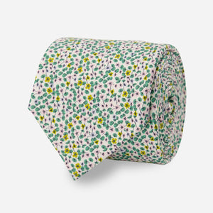 Leah Duncan x Tie Bar Nasturtium Floral Green Tie