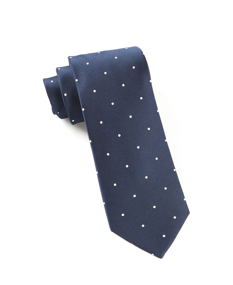 Polka Dots Tie Navy Blue Silk