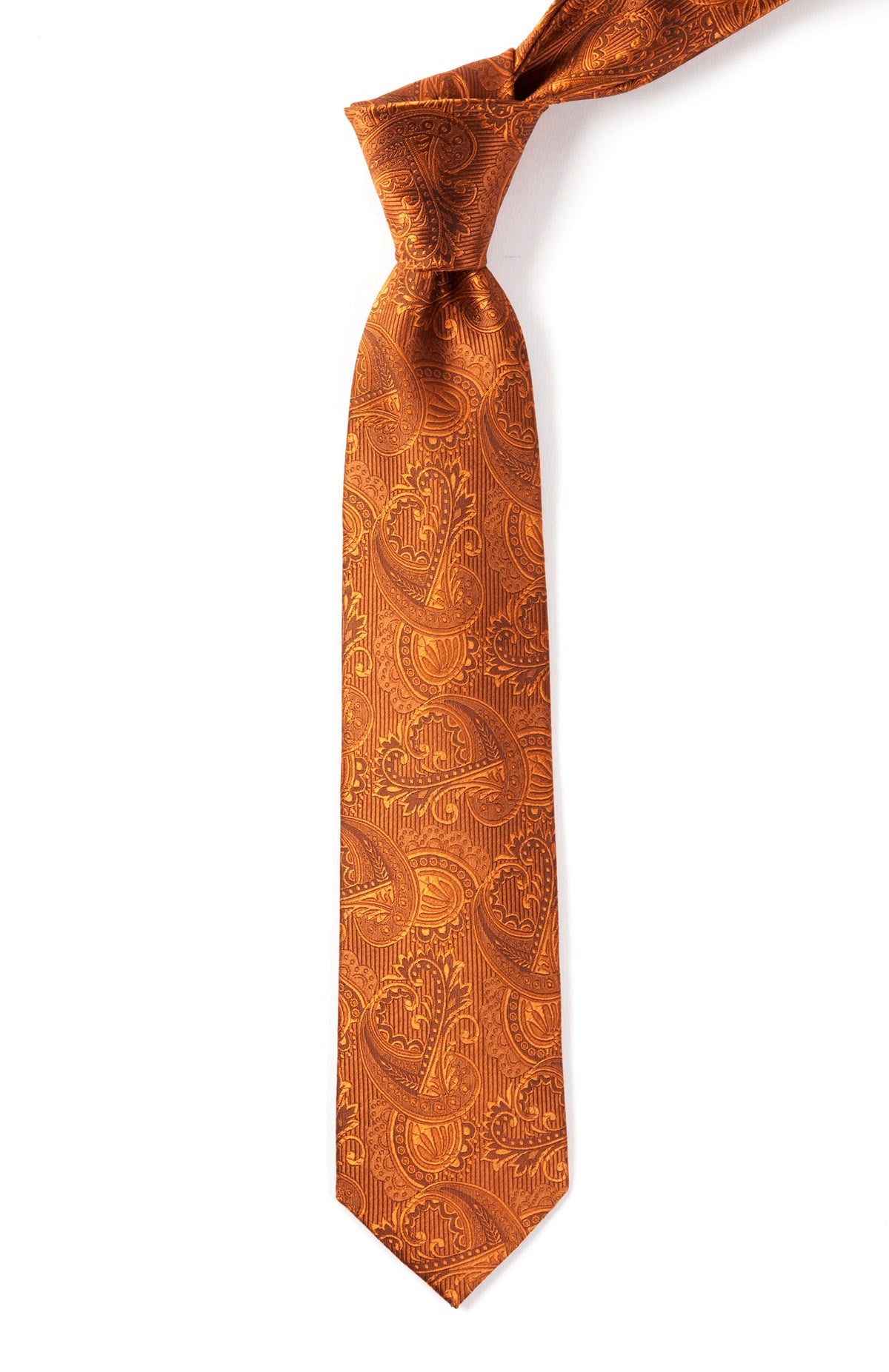 Twill Paisley Burnt Orange Tie, Silk Ties