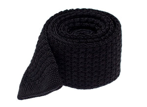 Textured Solid Knit Black Tie featured image