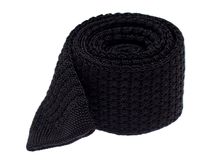 Textured Solid Knit Black Tie | Silk Knit Ties | Tie Bar