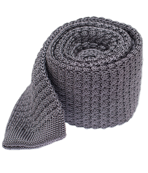 Textured Solid Knit Grey Tie featured image