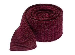 Textured Solid Knit Deep Burgundy Tie