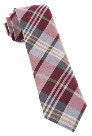 Crystal Wave Plaid Burgundy Tie