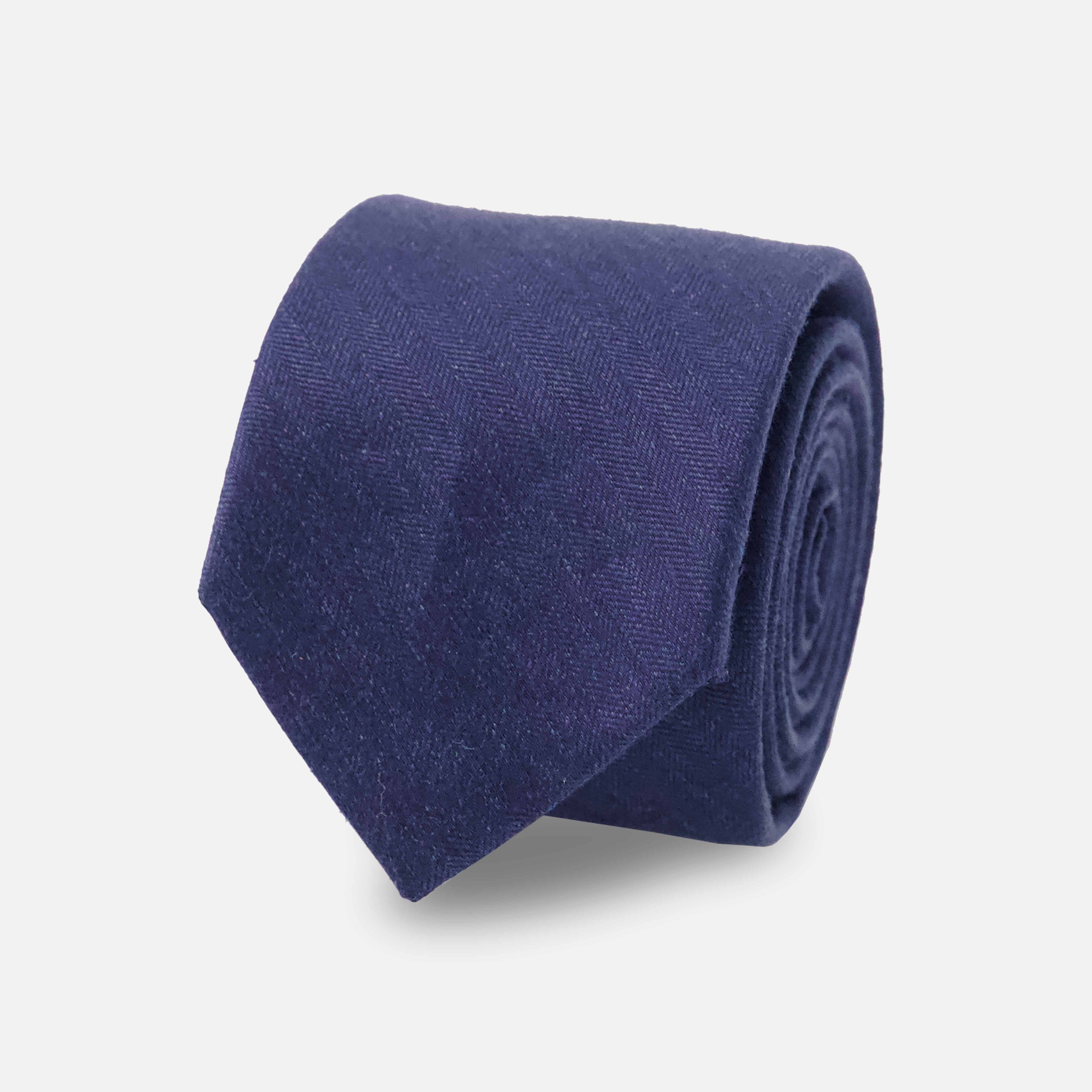 Men's Tie Bar: Monogram N Tie - Skinny, in Navy Blue, Linen, Novelty