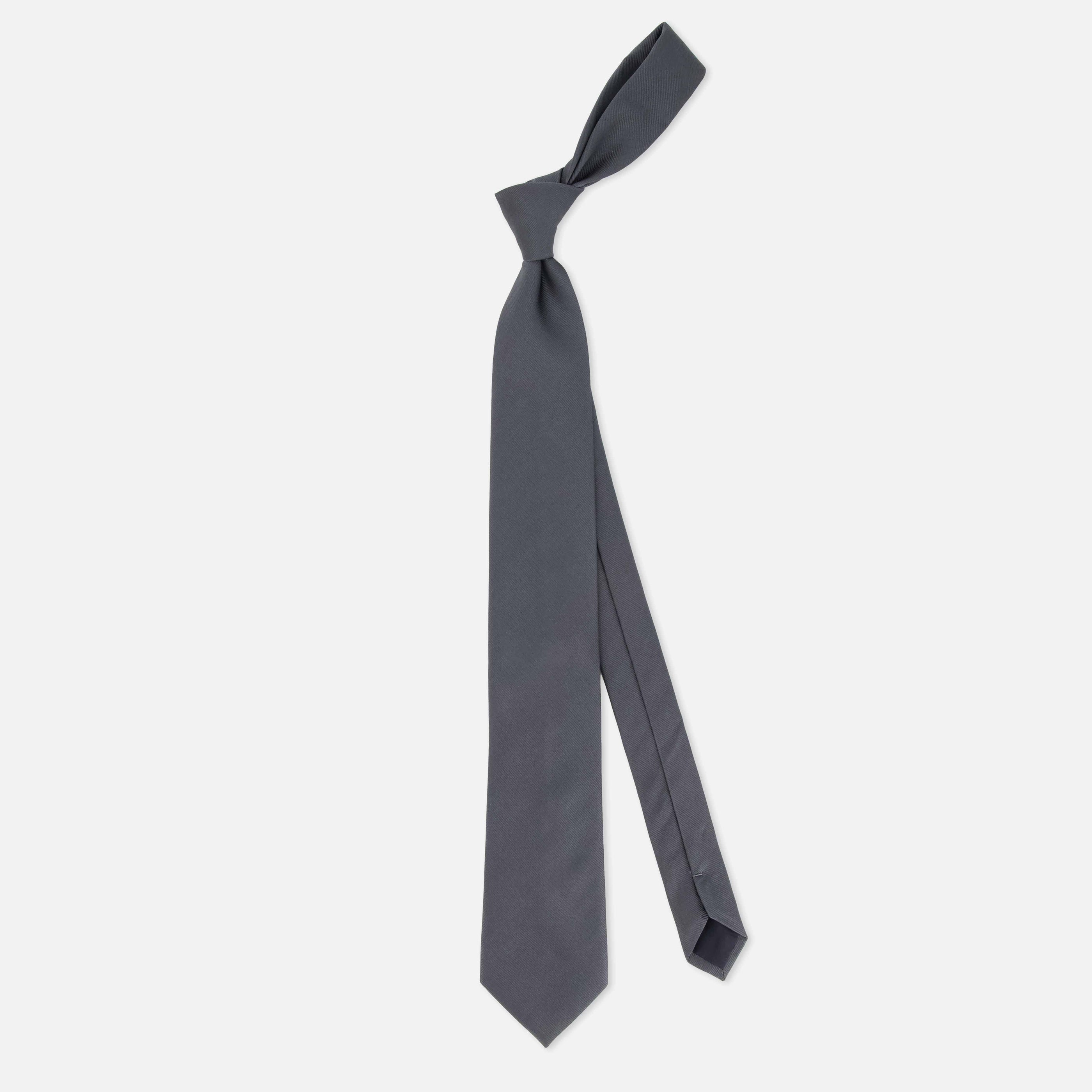 Grosgrain Solid Charcoal Tie | Silk Ties | Tie Bar