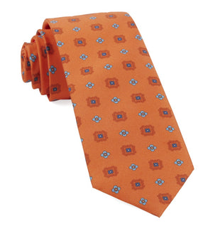 Wildflower Medallion Tangerine Tie