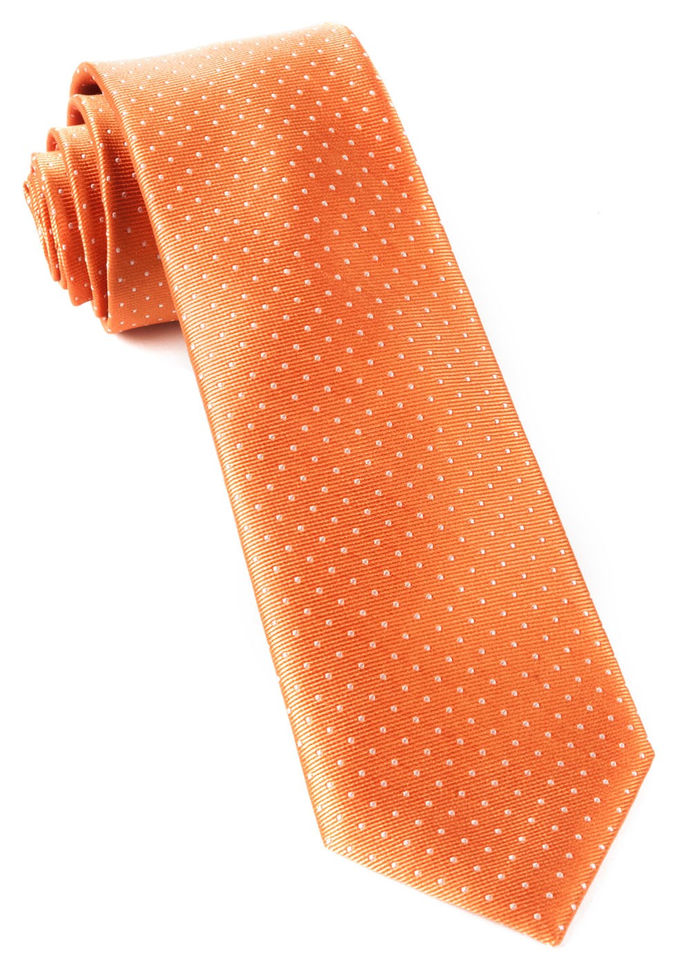 Men's Tie Bar: Mini Dots Tie - Modern, In Orange, Silk, Dot