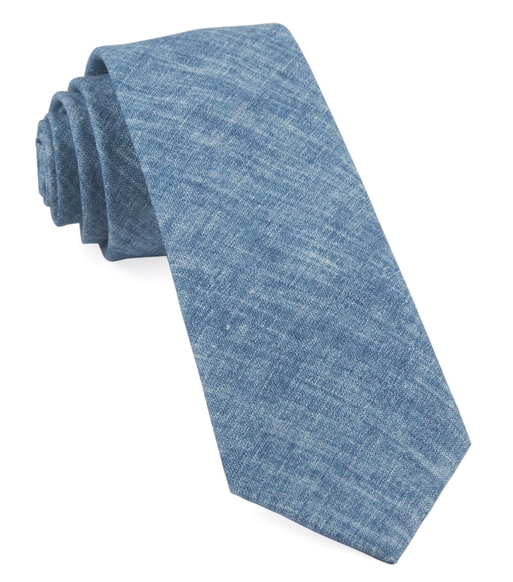 Freehand Solid Classic Blue Tie | Linen Ties | Tie Bar
